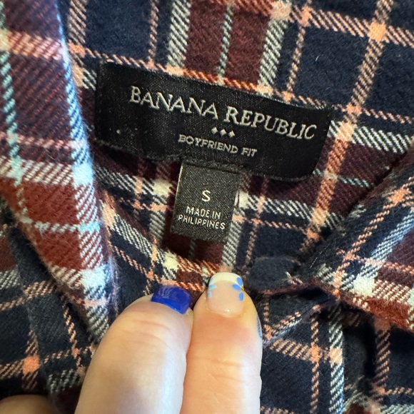 Banana Republic Women’s Plaid Flannel Long Sleeve Shirt Boyfriend Sz S - Picture 5 of 11